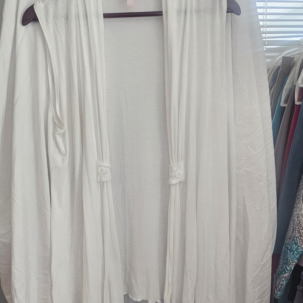 White Open Front Sleeveless Cardigan
